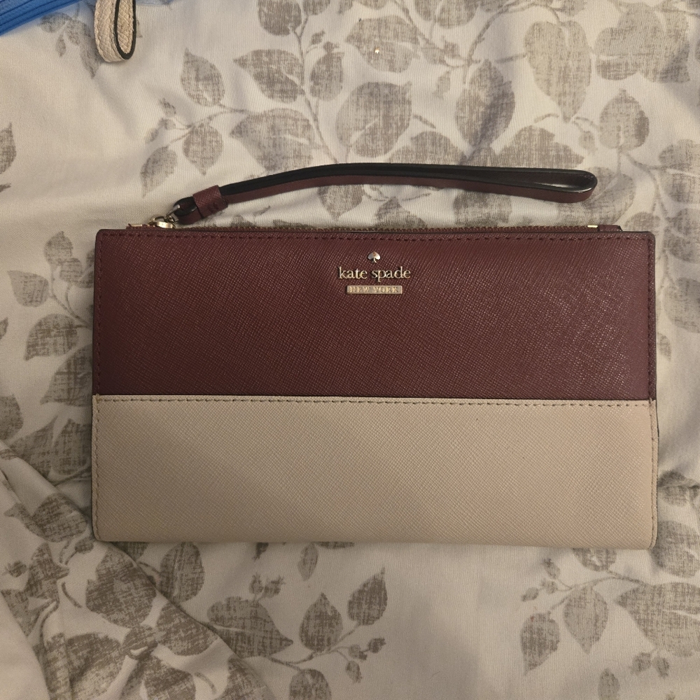 Kate Spade Burgundy and Cream Women's Clutch